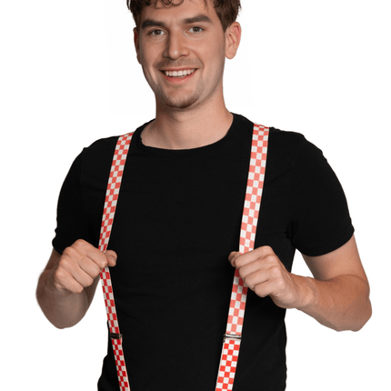 Rood Witte Bretels Geblokt 2,5cm van Partychimp koop je bij Partywinkel