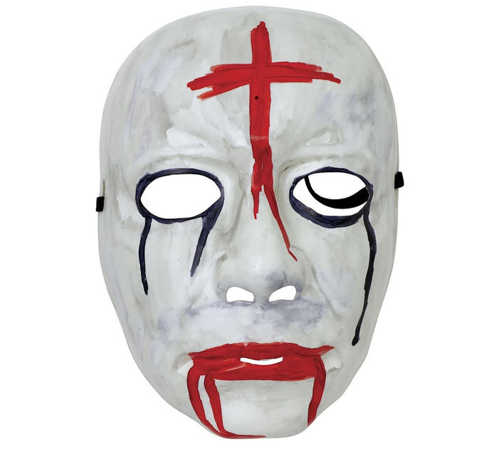 Rood Witte Halloween Masker Kruis van Fiestas Guirca koop je bij Partywinkel