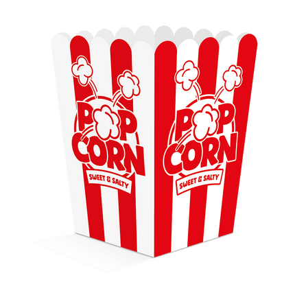 Rood Witte Popcorn Bakjes 18cm 8st van WeFiesta koop je bij Partywinkel