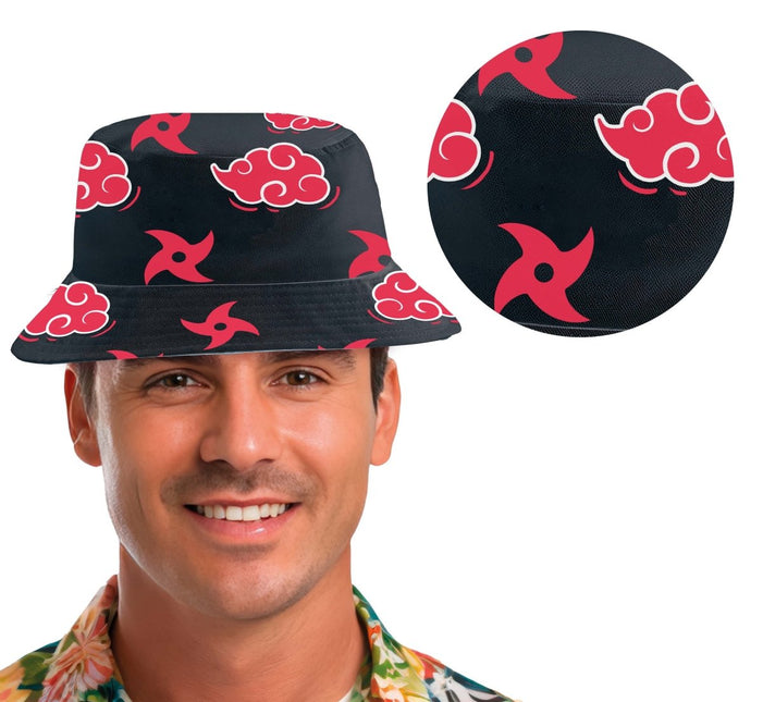 Rood Zwarte Bucket Hat - Partywinkel - 8434077137093