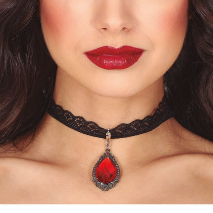Rood Zwarte Ketting Robijn - Partywinkel - 8434077249499