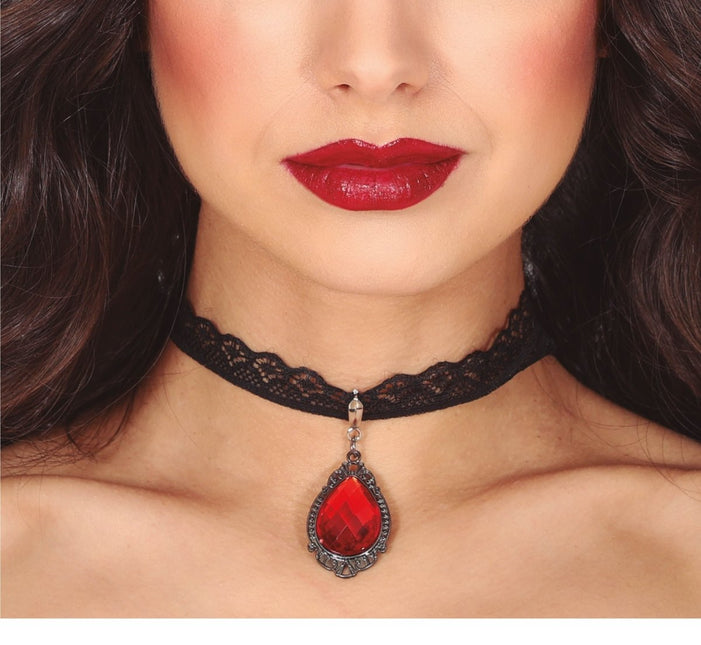 Rood Zwarte Ketting Robijn - Partywinkel - 8434077249499