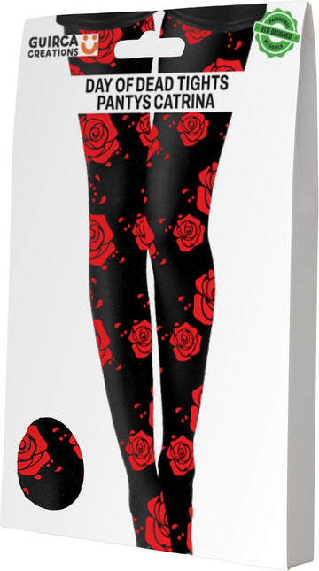 Rood Zwarte Panty Dames Rozen van Fiestas Guirca koop je bij Partywinkel