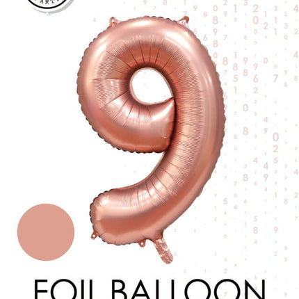 Rose Goud Cijfer Ballon 9 Jaar Glans 86cm van WeFiesta koop je bij Partywinkel