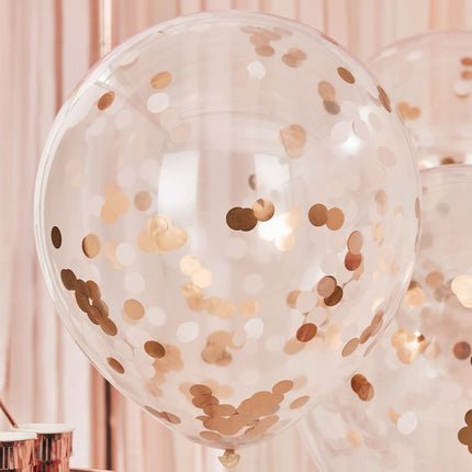 Rose Gouden Confetti Ballonnen 61cm 3st van Ginger Ray koop je bij Partywinkel