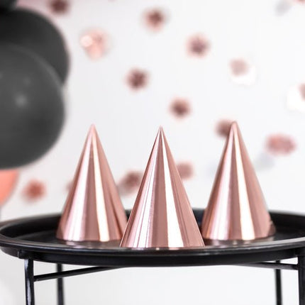 Rose Gouden Feesthoedjes 16cm 6st van Partydeco koop je bij Partywinkel