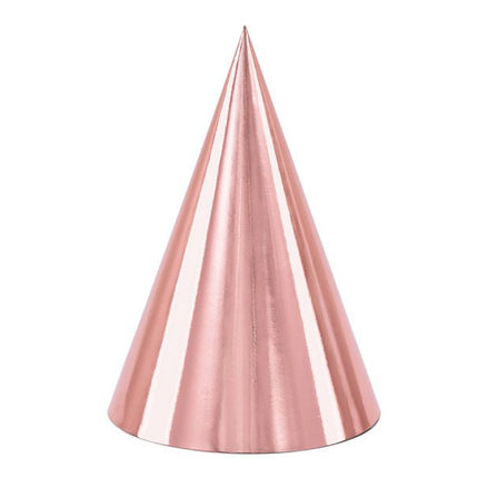 Rose Gouden Feesthoedjes 16cm 6st van Partydeco koop je bij Partywinkel