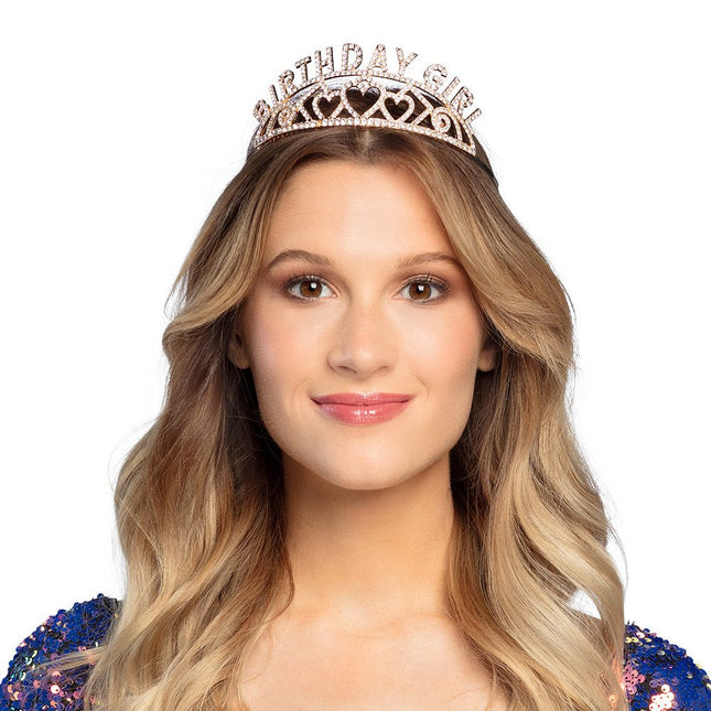 Rose Gouden Haarband Birthday Girl Metaal van Boland koop je bij Partywinkel