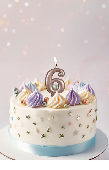 Rose Gouden Kaars 6 Jaar 8cm van Fiestas Guirca koop je bij Partywinkel