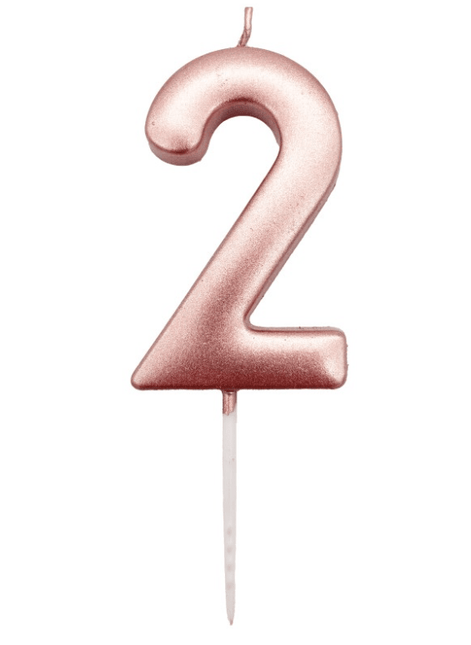 Roségouden Cijferkaars 2 van Unique koop je bij Partywinkel