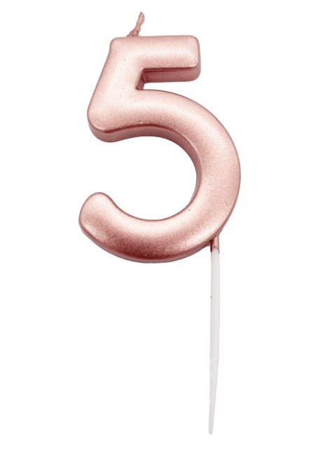 Roségouden Cijferkaars 5 van Unique koop je bij Partywinkel