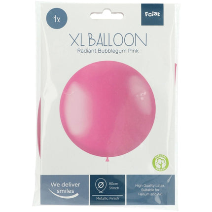 Roze Ballon Metallic Bubblegum Pink 80cm van Folat koop je bij Partywinkel