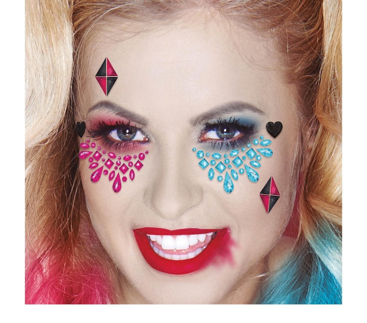 Roze Blauwe Gezicht Stickers Juwelen van Fiestas Guirca koop je bij Partywinkel