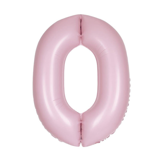 Roze Cijfer Ballon 0 Jaar Matte 86cm van Unique koop je bij Partywinkel