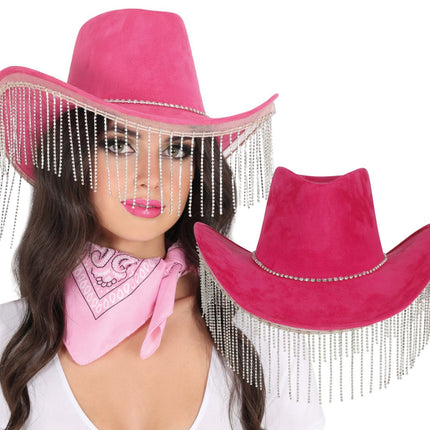 Roze Cowboy Hoed Franjes van Fiestas Guirca koop je bij Partywinkel