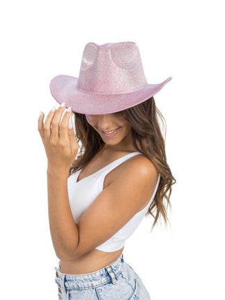 Roze Glitter Cowboyhoed van CHAKS koop je bij Partywinkel