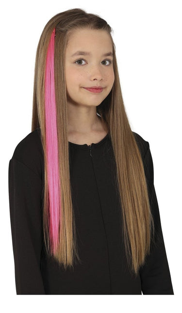 Roze Hair Extension 50cm 3st - Partywinkel - 8434077481349
