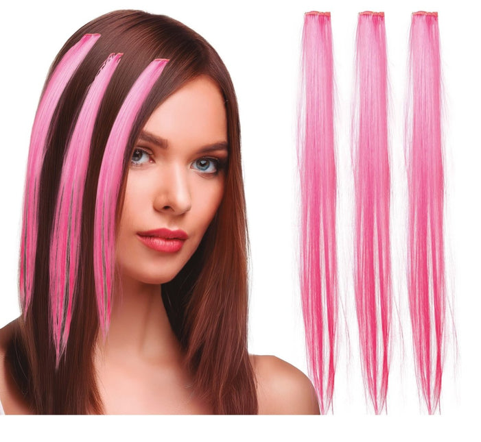 Roze Hair Extension 50cm 3st - Partywinkel - 8434077481349