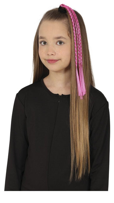 Roze Hair Extension Vlechten 35cm 3st - Partywinkel - 8434077481424