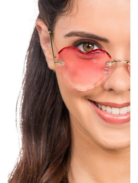 Roze Hartjesbril met Goudkleurige Details van CHAKS koop je bij Partywinkel