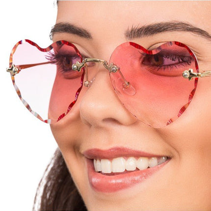 Roze Hartjesbril met Goudkleurige Details van CHAKS koop je bij Partywinkel