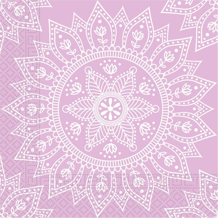 Roze Servetten Mandala 33cm 20st van Procos koop je bij Partywinkel