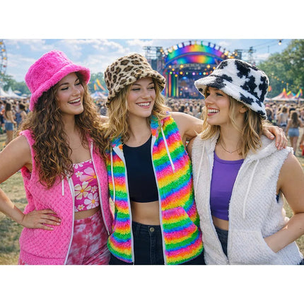 Roze Vest Neon Fluffy van Boland koop je bij Partywinkel