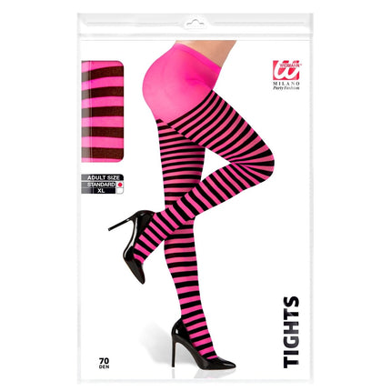 Roze Zwarte Panty Gestreept van Widmann koop je bij Partywinkel