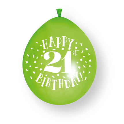 10ct Happy 21st Birthday 23cm Latex Balloons