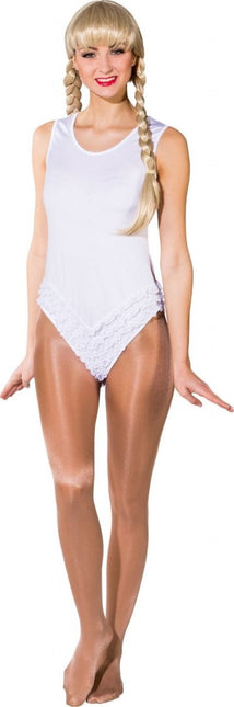 Ruffle bodysuit naadloos, wit Dames van Orlob koop je bij Partywinkel