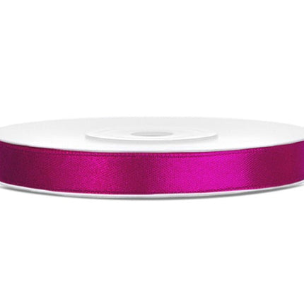 Satijn Lint Fuchsia Donker 6mm 25m van Partydeco koop je bij Partywinkel