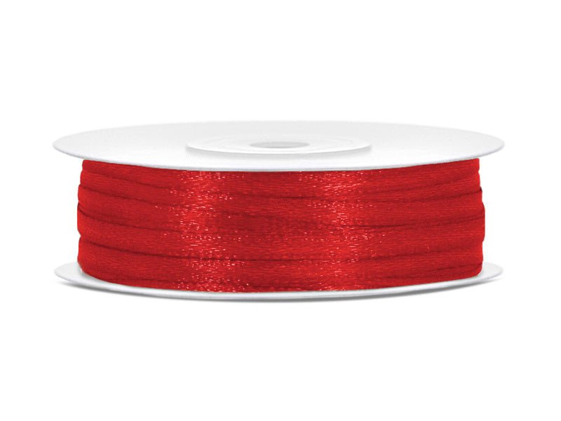 Satijn Lint Rood 3mm 50m van Partydeco koop je bij Partywinkel