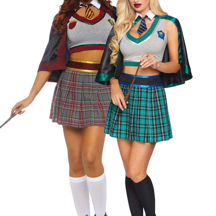 Schoolmeisje Kostuum Grijs Rood Dames Leg Avenue - Partywinkel - 714718535784
