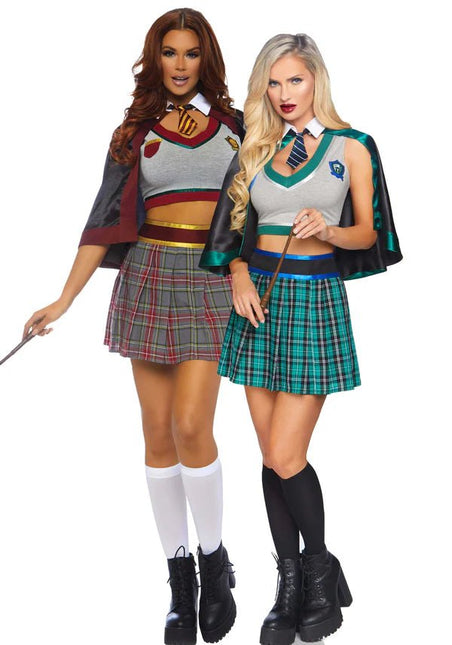Schoolmeisje Kostuum Grijs Rood Dames Leg Avenue - Partywinkel - 714718535784