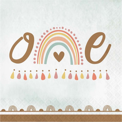 Servetten 1 Jaar Regenboog 16st van Creative Converting koop je bij Partywinkel