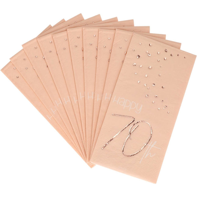 Servetten 70 Jaar Rose Goud 33cm 10st van Folat koop je bij Partywinkel