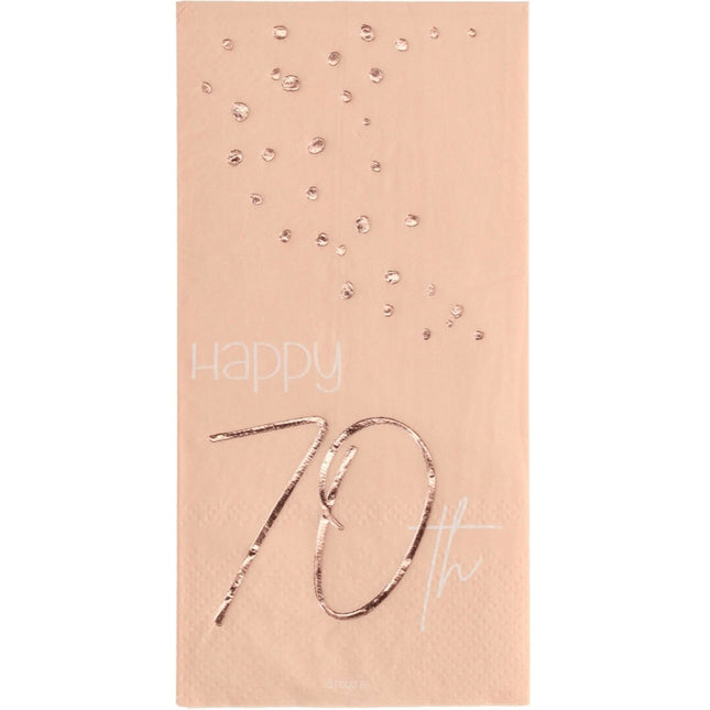 Servetten 70 Jaar Rose Goud 33cm 10st van Folat koop je bij Partywinkel