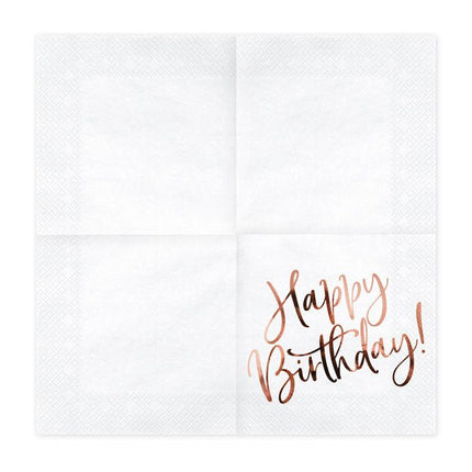 Servetten Happy Birthday Wit 33cm 20st van Partydeco koop je bij Partywinkel