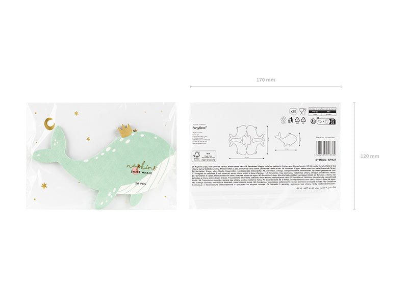 Servetten Walvis 16cm 20st van Partydeco koop je bij Partywinkel