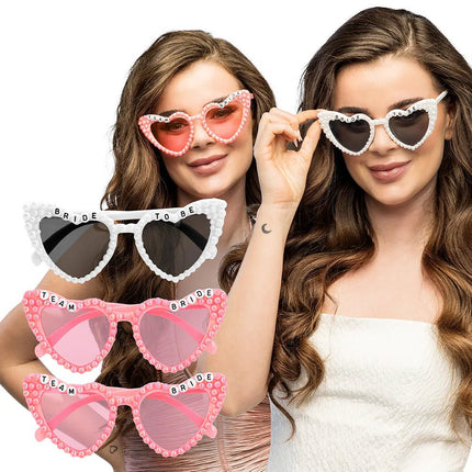 Set 3 partybrillen Bridal pearl (bride en team bride) van Boland koop je bij Partywinkel