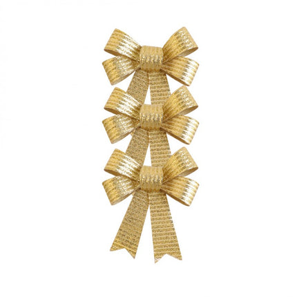 Set aus 3 glänzenden goldenen Schleifen 10cm x 12,7cm