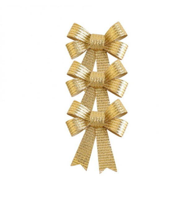 Set aus 3 glänzenden goldenen Schleifen 10cm x 12,7cm