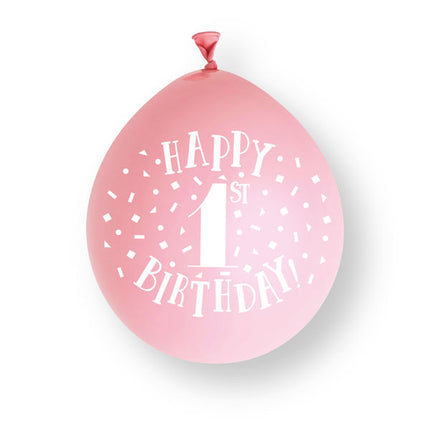 Latexballons zum 1. Geburtstag, rosa, 23 cm, 10 Stück
