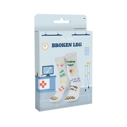 Lustige Socken mit gebrochenem Bein