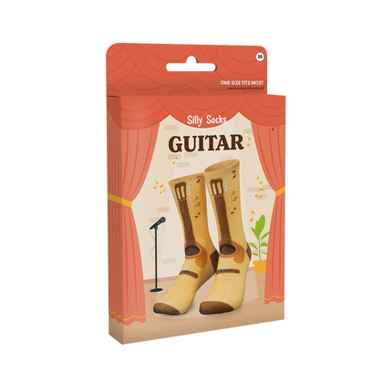 Lustige Socken mit Gitarrenmotiv