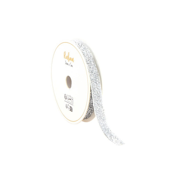 SILBERNES GLITZERBAND 10 MM X 3 M
