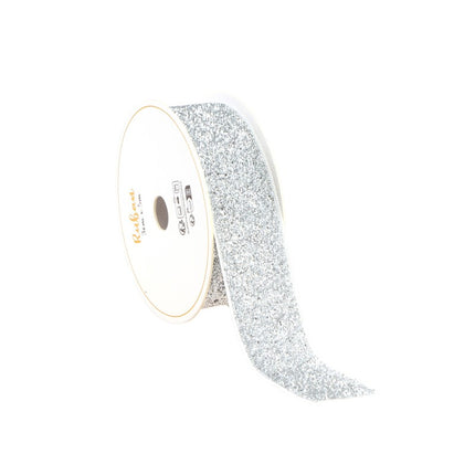 SILBERNES GLITZERBAND 25 MM X 3 M