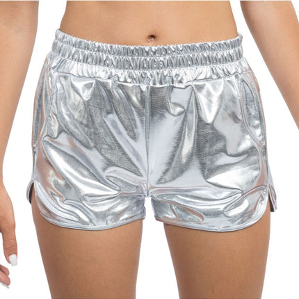 Silberne Metallic-Shorts für Damen