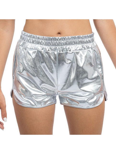 Silberne Metallic-Shorts für Damen