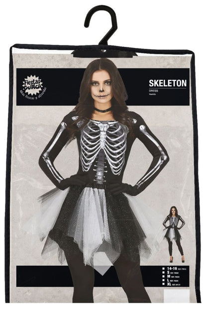 Skelet Halloween Jurk Dames Zwart van Fiestas Guirca koop je bij Partywinkel